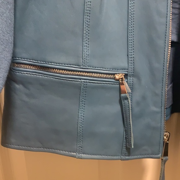 Neiman Marcus blue leather jacket - Picture 3 of 5